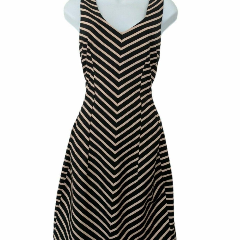 Monteau Black and Brown Striped Dress Size M